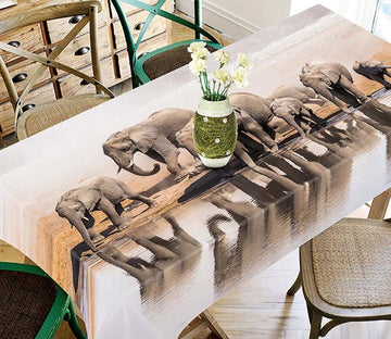 3D Lakeside Elephants 758 Tablecloths Wallpaper AJ Wallpaper 