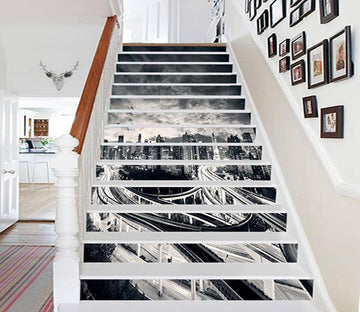 3D Cloudy City Scenery 1025 Stair Risers Wallpaper AJ Wallpaper 