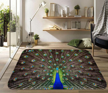 3D Spreading Tail Peacock 113 Non Slip Rug Mat Mat AJ Creativity Home 