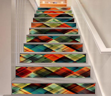 3D Color Oblique Lattice 1014 Stair Risers Wallpaper AJ Wallpaper 