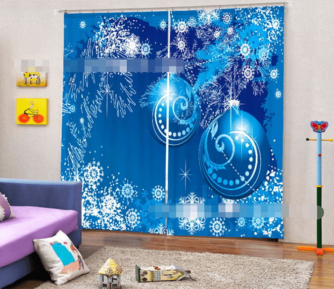 3D Blue Twinkle Balls 2024 Curtains Drapes Wallpaper AJ Wallpaper 