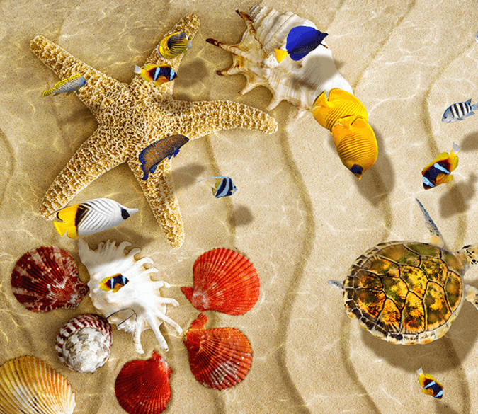 3D Lovely Beach Floor Mural Wallpaper AJ Wallpaper 2 