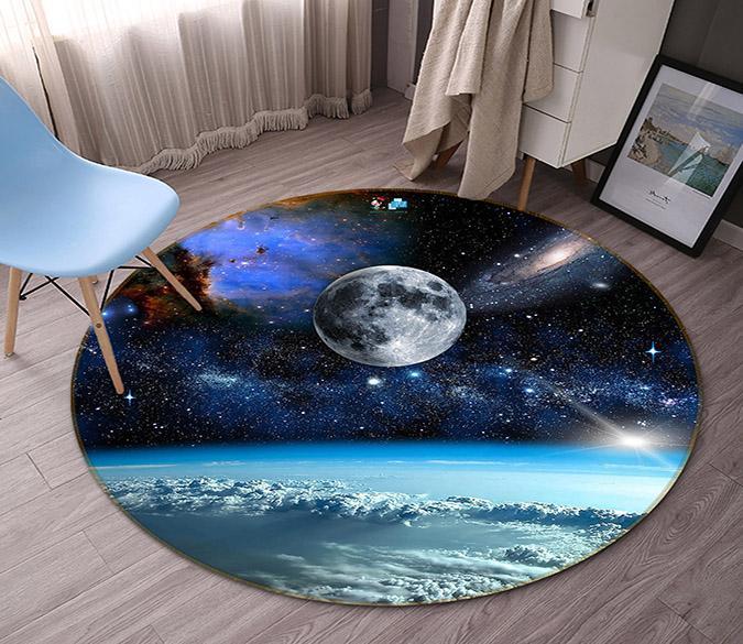 3D Space Planet 5 Round Non Slip Rug Mat Mat AJ Creativity Home 