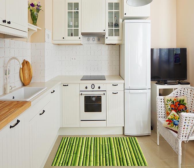 3D Bamboo Raft Kitchen Mat Floor Mural Wallpaper AJ Wallpaper 