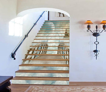 3D Sky Bridge Castle 1582 Stair Risers Wallpaper AJ Wallpaper 