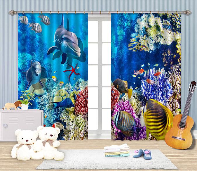 3D Bright Ocean World 2262 Curtains Drapes Wallpaper AJ Wallpaper 