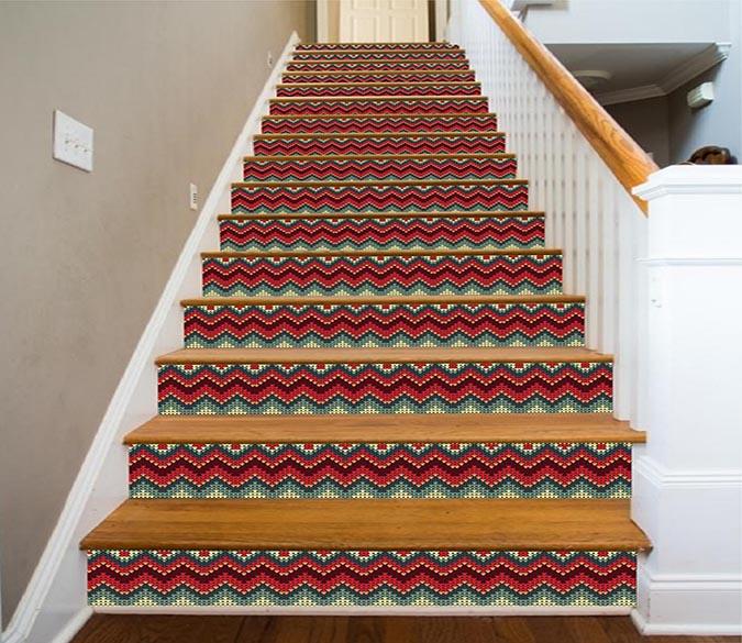 3D Fluctuating Stripes 1651 Stair Risers Wallpaper AJ Wallpaper 