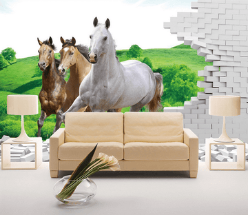 Three Horses And Bricks Wallpaper AJ Wallpaper 