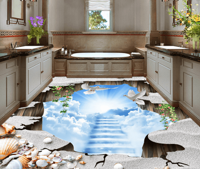3D Ice Stairs 240 Floor Mural Wallpaper AJ Wallpaper 2 