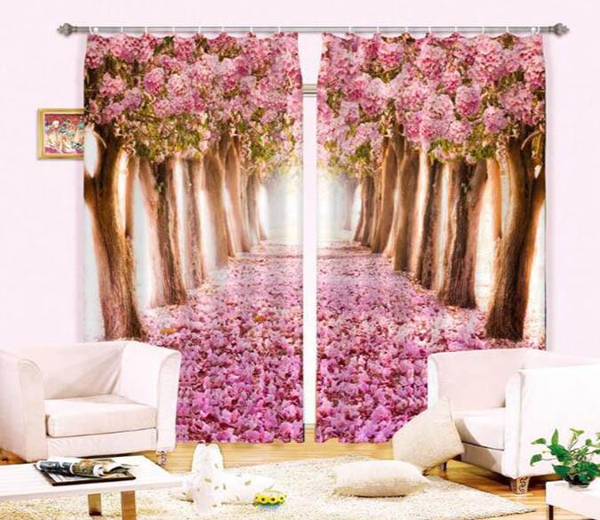 3D Road Flowers Trees 908 Curtains Drapes Wallpaper AJ Wallpaper 