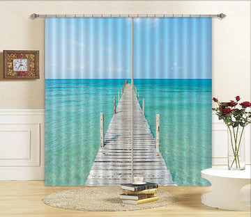3D Sea Wood Bridge 523 Curtains Drapes Wallpaper AJ Wallpaper 