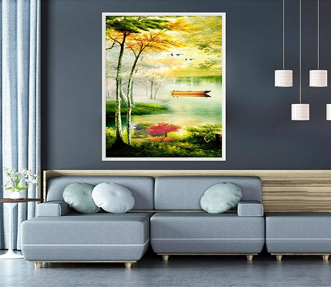 3D Small Boat 134 Fake Framed Print Painting Wallpaper AJ Creativity Home 