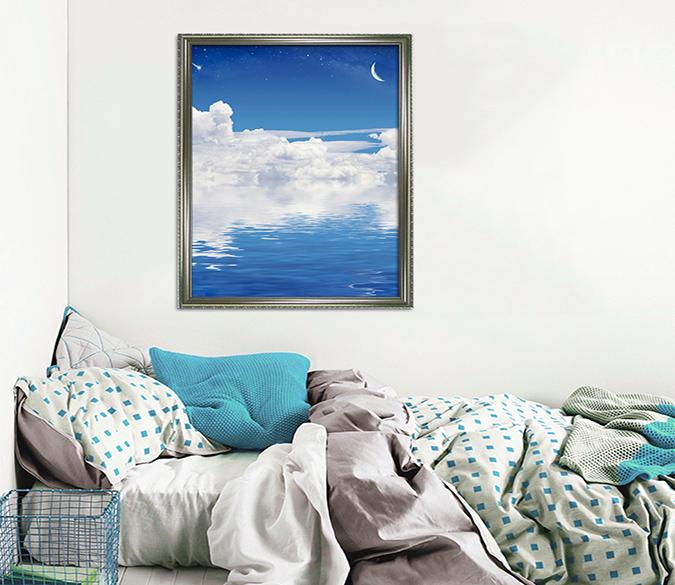 3D Moon Sea 028 Fake Framed Print Painting Wallpaper AJ Creativity Home 
