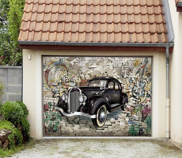3D Bricks Graffiti Car 71 Garage Door Mural Wallpaper AJ Wallpaper 