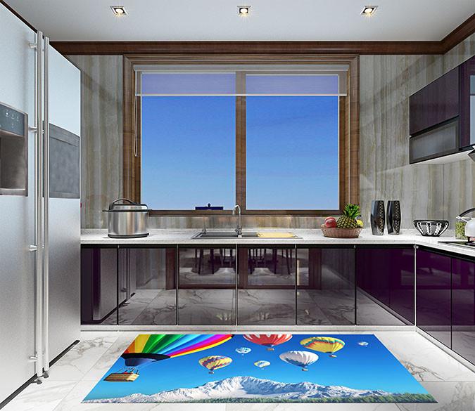 3D Hot Air Balloons 123 Kitchen Mat Floor Mural Wallpaper AJ Wallpaper 