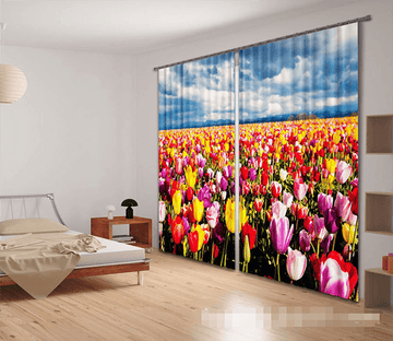 3D Colorful Tulip Flowers 1025 Curtains Drapes Wallpaper AJ Wallpaper 