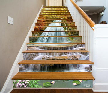3D Forest River Waterfalls 1342 Stair Risers Wallpaper AJ Wallpaper 