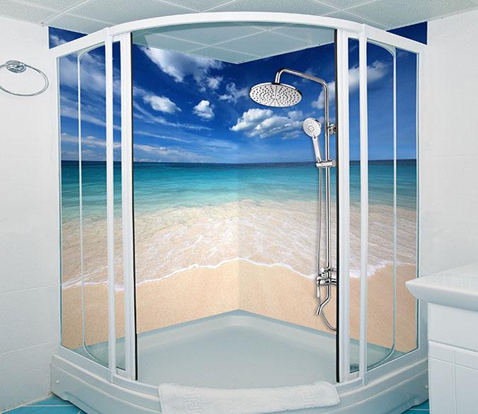 3D Blue Sea White Clouds 87 Bathroom Wallpaper Wallpaper AJ Wallpaper 