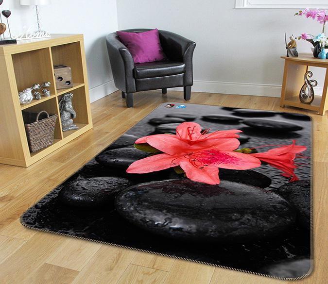 3D Flowers Stones 215 Non Slip Rug Mat Mat AJ Creativity Home 