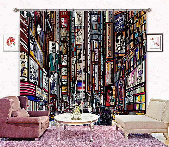 3D City Painting 2236 Curtains Drapes Wallpaper AJ Wallpaper 