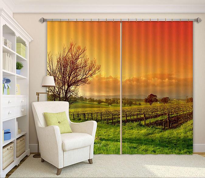 3D Vineyard Sunset 214 Curtains Drapes Wallpaper AJ Wallpaper 