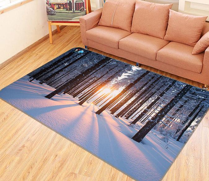 3D Snow Forest Sunshine 146 Non Slip Rug Mat Mat AJ Creativity Home 