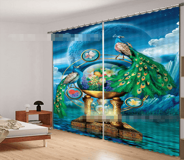 3D Peacocks And Trophy 2117 Curtains Drapes Wallpaper AJ Wallpaper 