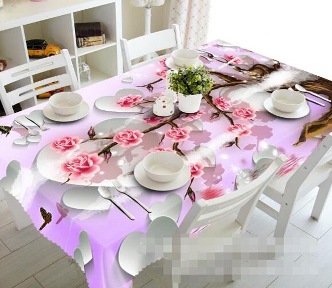 3D Flowers Tree Butterfly 1170 Tablecloths Wallpaper AJ Wallpaper 