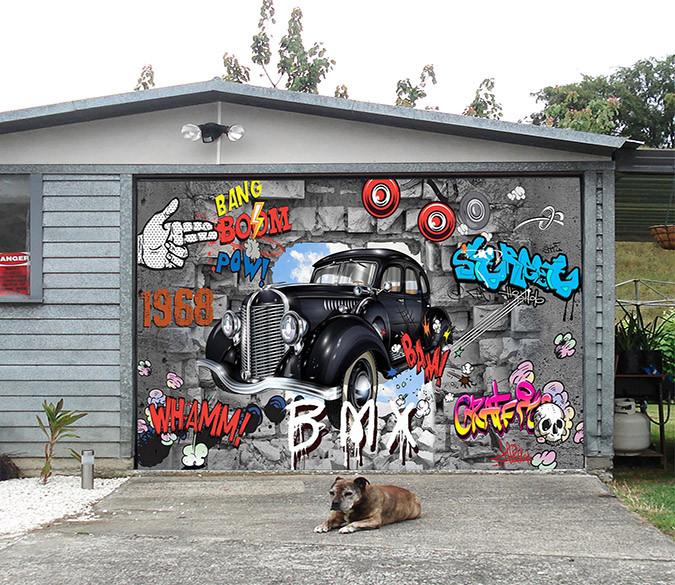 3D Car And Graffiti Words 59 Garage Door Mural Wallpaper AJ Wallpaper 