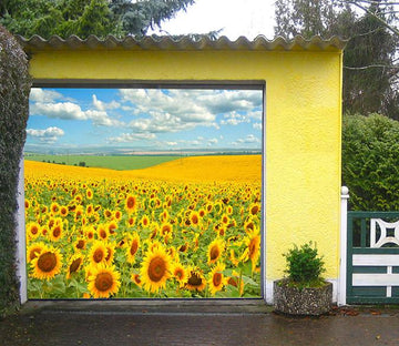 3D Sunflowers Field 05 Garage Door Mural Wallpaper AJ Wallpaper 