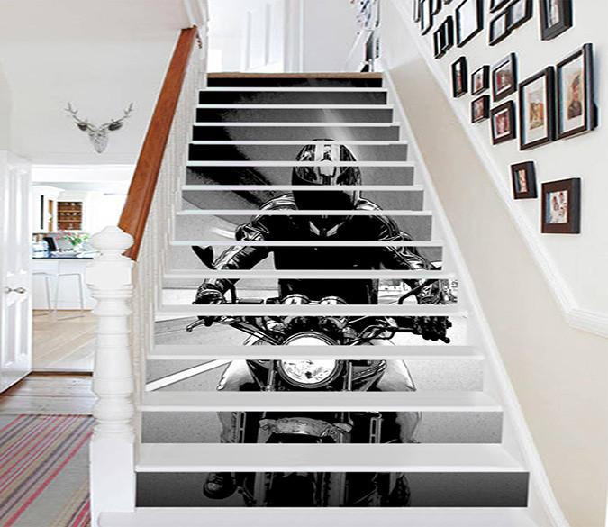 3D Motorcycle Rider 1152 Stair Risers Wallpaper AJ Wallpaper 