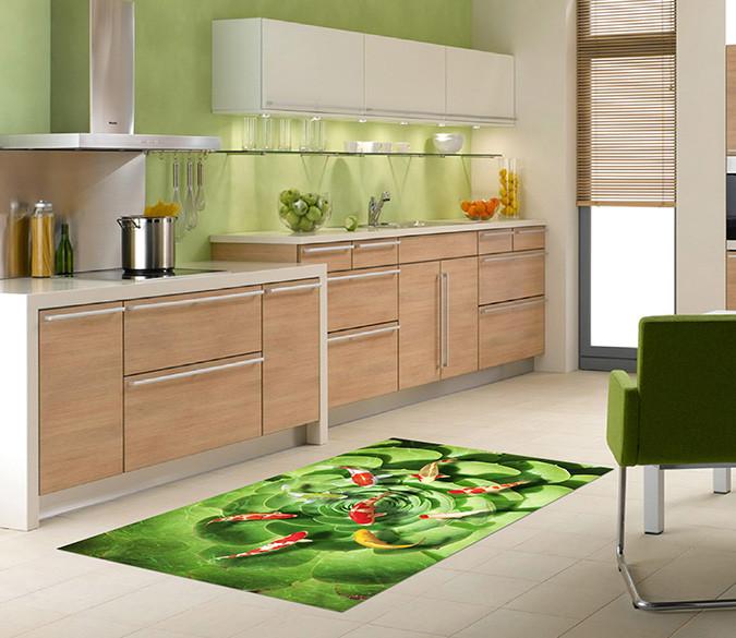 3D Fishes And Plant 170 Kitchen Mat Floor Mural Wallpaper AJ Wallpaper 