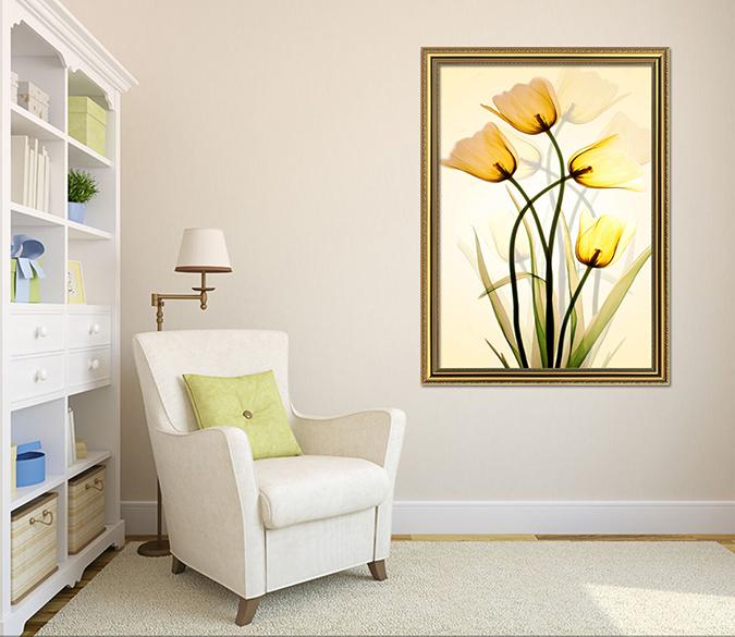 3D Little Yellow Flower 015 Fake Framed Print Painting Wallpaper AJ Creativity Home 