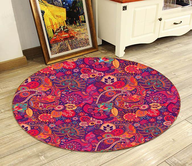 3D Pretty Pattern 19 Round Non Slip Rug Mat Mat AJ Creativity Home 