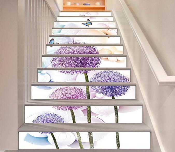 3D Flowers Butterflies 1539 Stair Risers Wallpaper AJ Wallpaper 