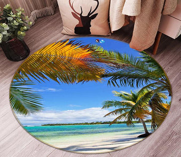 3D Tropical Beach Scenery 131 Round Non Slip Rug Mat Mat AJ Creativity Home 