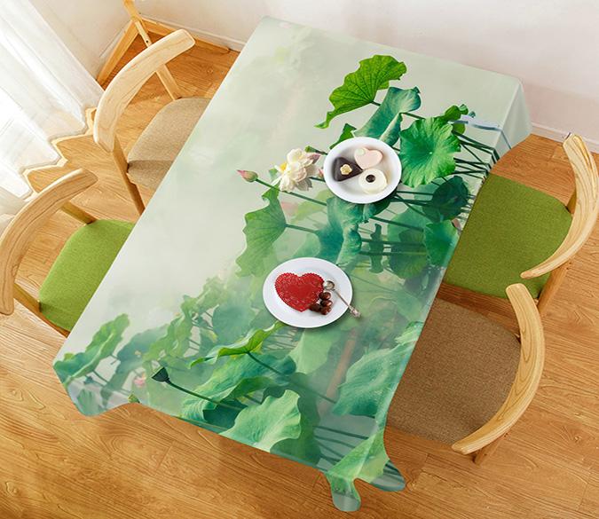 3D Misty Lotus Flowers 706 Tablecloths Wallpaper AJ Wallpaper 