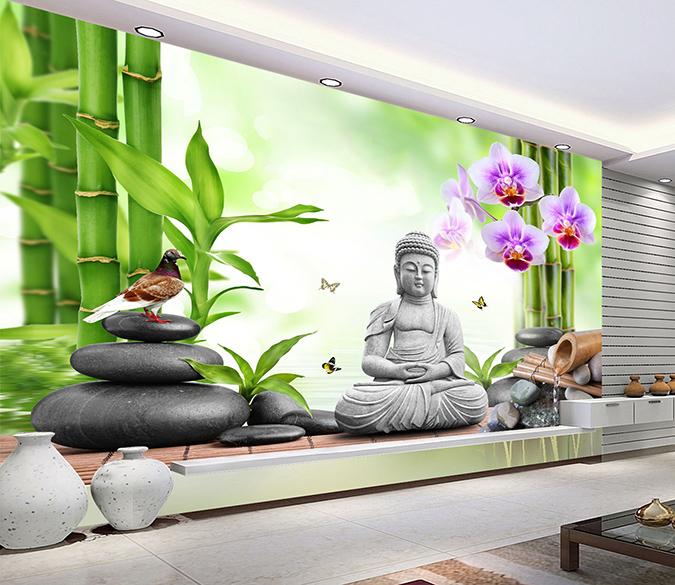 3D Bamboo Forest Meditate 329 Wallpaper AJ Wallpaper 