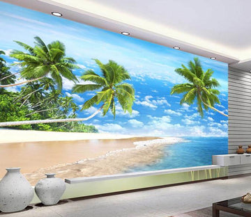 3D Ocean Beach Tree Wallpaper AJ Wallpaper 1 