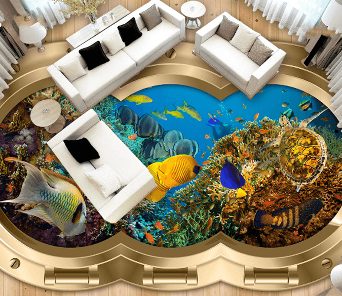 3D Window Of Ocean Floor Mural Wallpaper AJ Wallpaper 2 