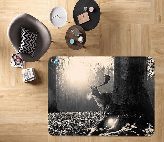 3D Winter Forest Deer 270 Non Slip Rug Mat Mat AJ Creativity Home 