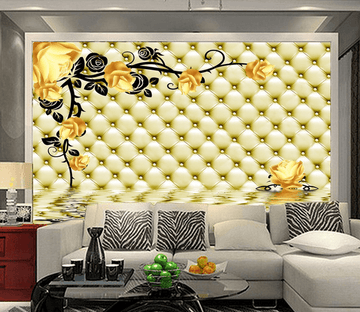 Golden Flowers Patterns Wallpaper AJ Wallpaper 