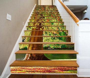3D Pretty Lakeside Tree 743 Stair Risers Wallpaper AJ Wallpaper 