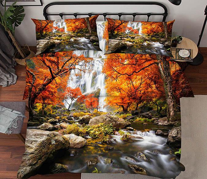 3D River Waterfall 15 Bed Pillowcases Quilt Wallpaper AJ Wallpaper 