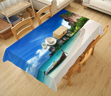 3D Beach Coast Boat 744 Tablecloths Wallpaper AJ Wallpaper 