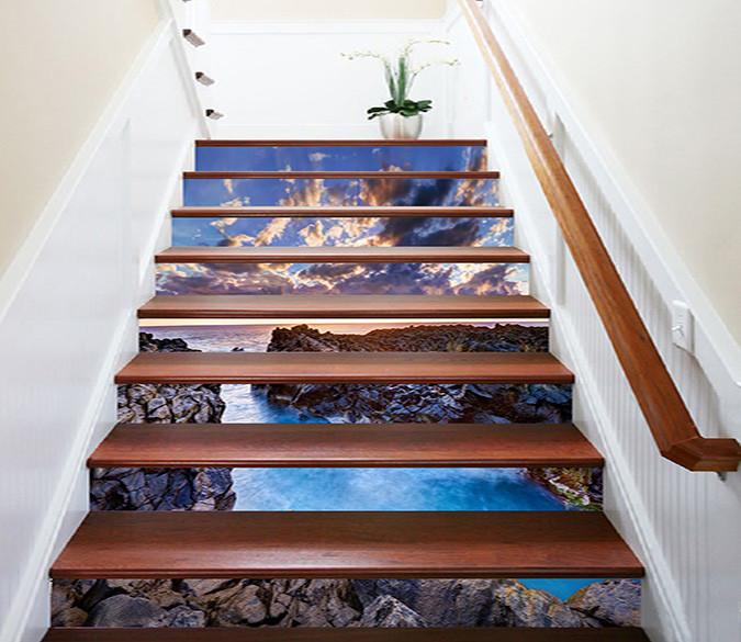 3D Pretty Coast Sunset 1253 Stair Risers Wallpaper AJ Wallpaper 