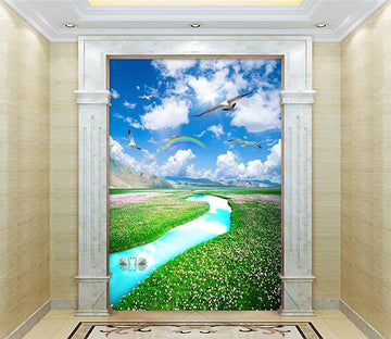 3D Rainbow Flower Field 375 Wallpaper AJ Wallpaper 