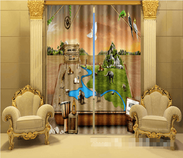 3D Animals Zoo 1027 Curtains Drapes Wallpaper AJ Wallpaper 