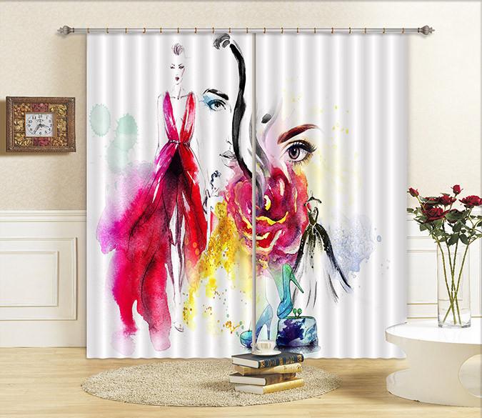 3D Graffiti Fashion Women 558 Curtains Drapes Wallpaper AJ Wallpaper 