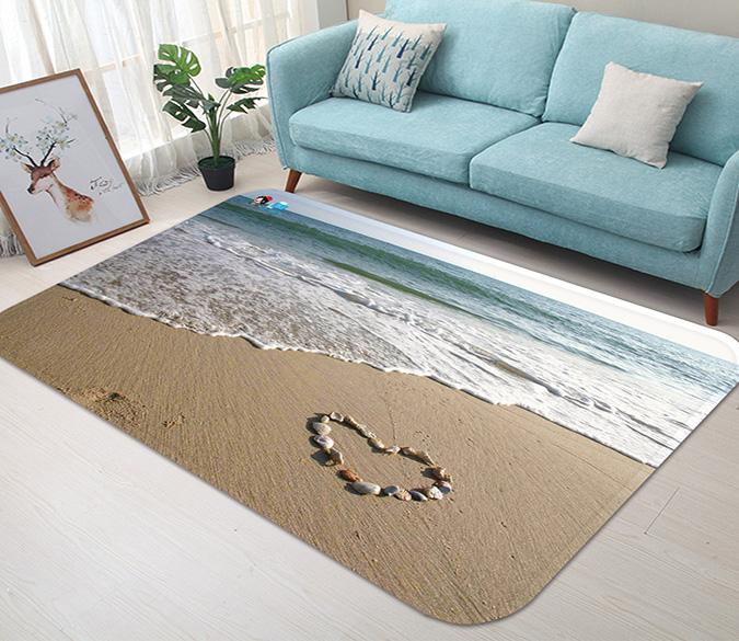 3D Beach Heart Shape 19 Non Slip Rug Mat Mat AJ Creativity Home 